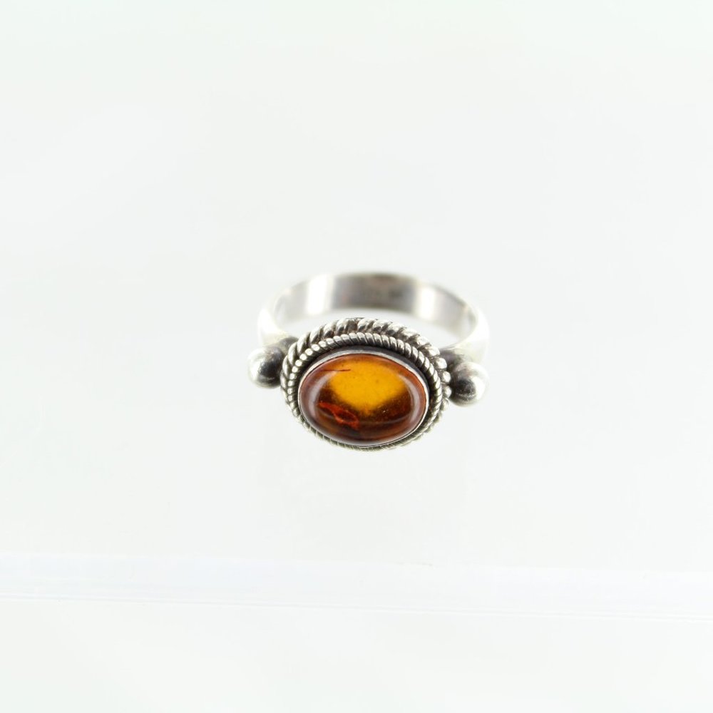925 Sterling Silver Amber Ring